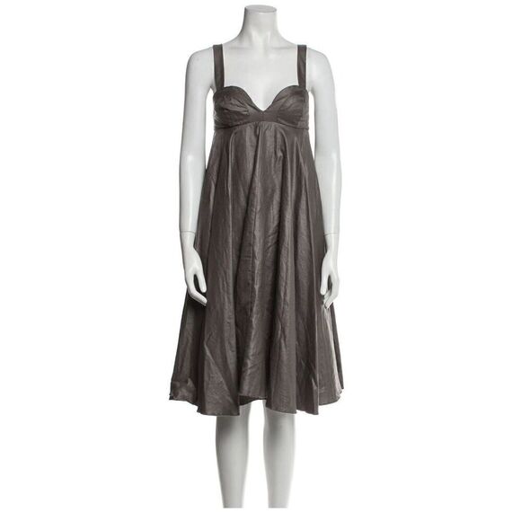 TopShop Womens Size 8 Swing Skirt Tank Dress Shimmery Gray Bra Style Bodice NWT - Picture 1 of 8